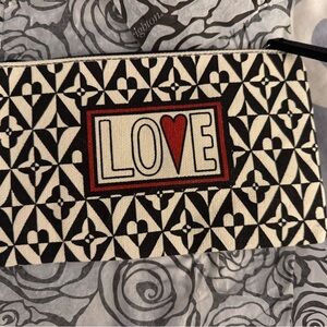 Brighton Geometric LOVE Clutch in Black, White, and Red